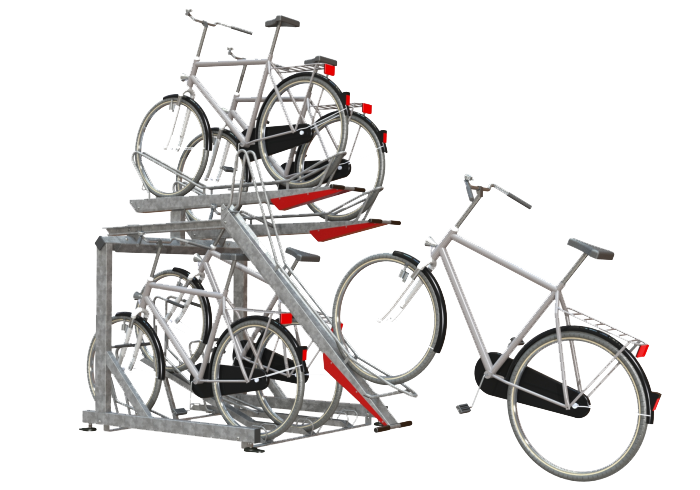 Cykelställ 2-vånings. Utemiljö.