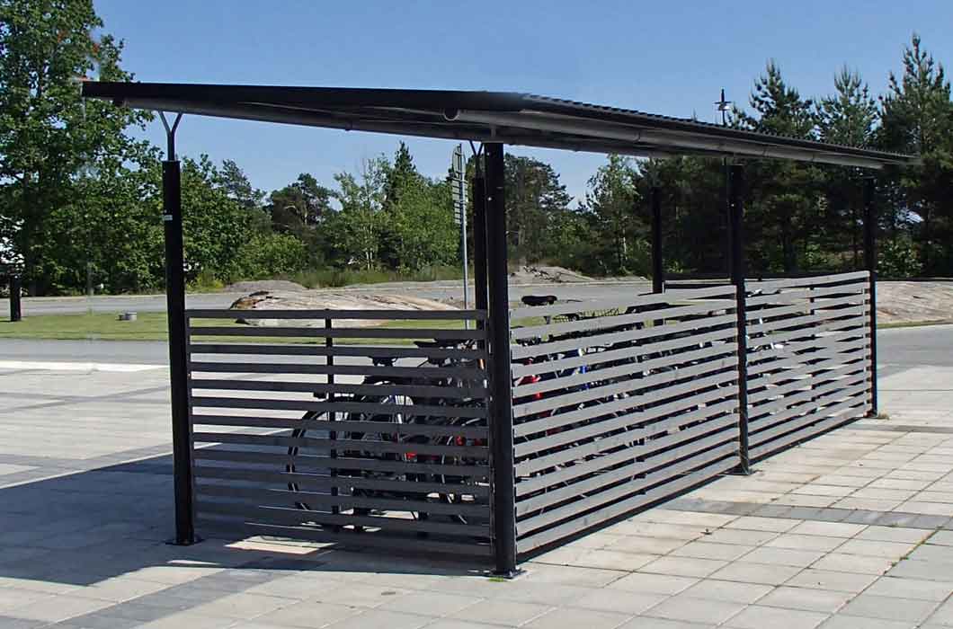 Cykeltak Basta. Cykelgarage. Cykelparkering.