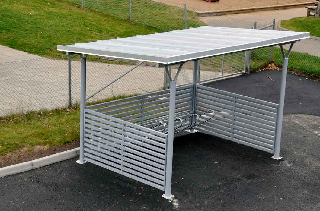 Cykeltak Basta. Cykelgarage. Cykelparkering.