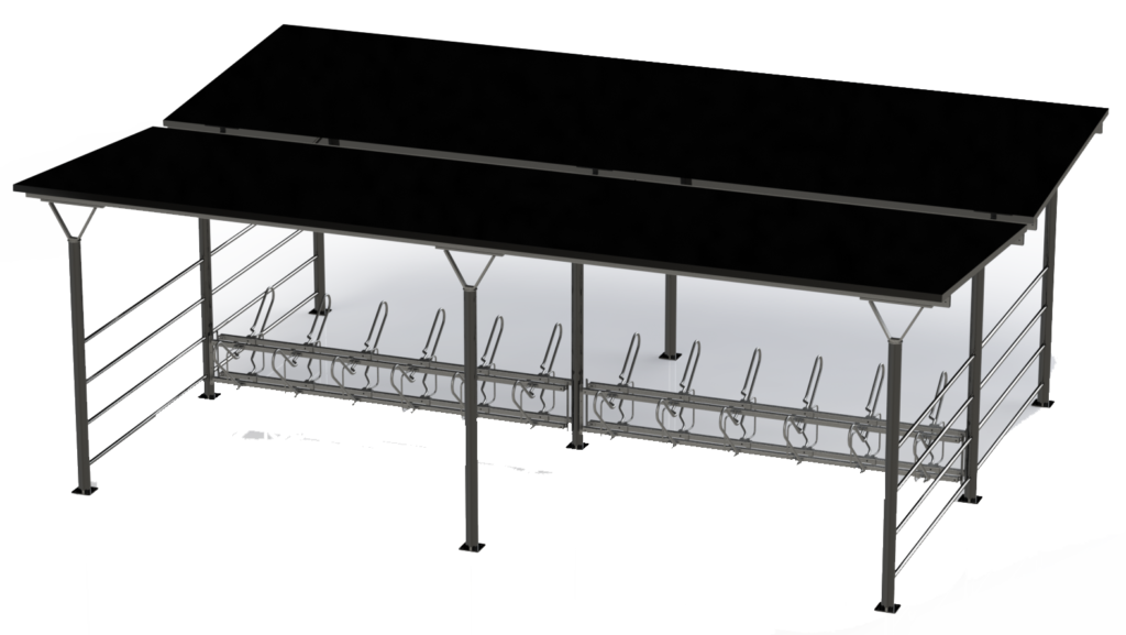 Cykeltak Basta dubbelsidig inkörning. Cykelförvaring. Cykelparkering. Utemiljö.