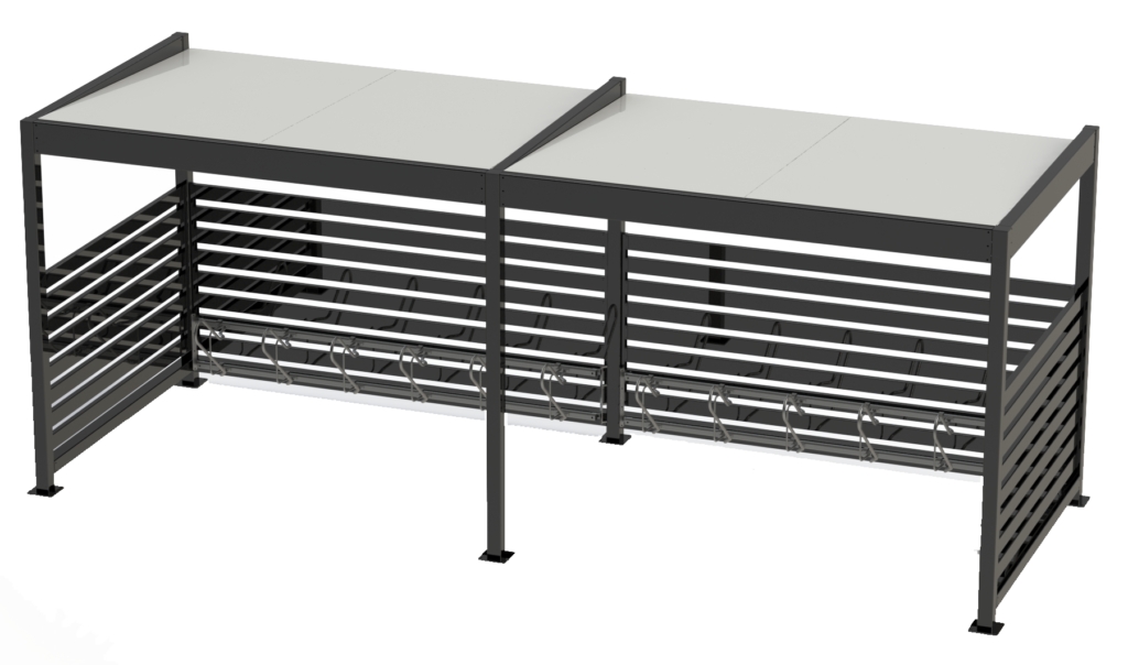 Cykeltak Quattro. Cykelförvaring. Cykelparkering. Utemiljö.
