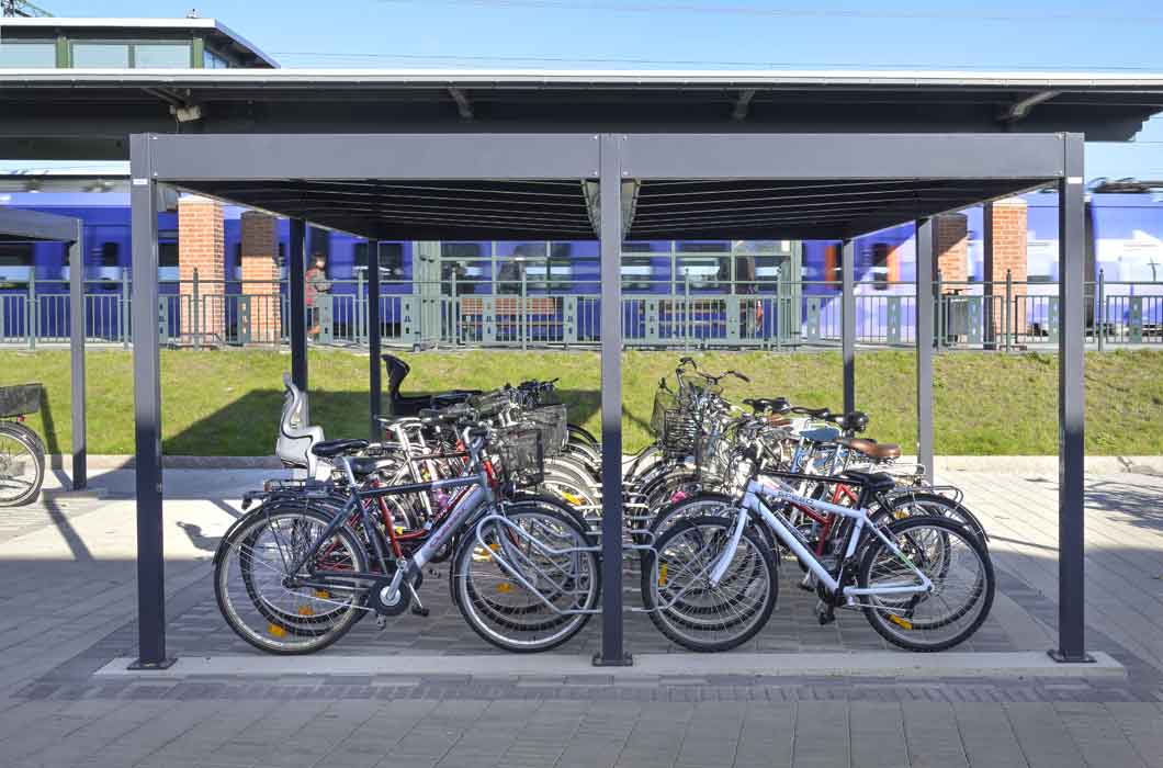 Cykeltak Quattro. Cykelgarage. Cykelparkering.